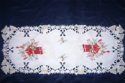 出口貢緞電腦繡花雕孔臺(tái)布 圣誕節(jié)花稿精品，特價(jià)清倉(cāng)，批發(fā)首選